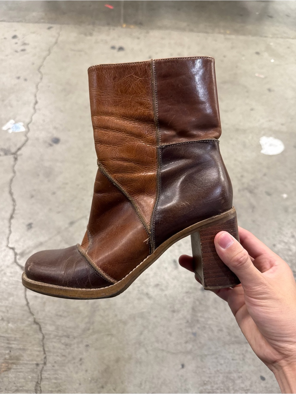 Vintage 2000 Amanda Smith Leather Patchwork Ankle Boots